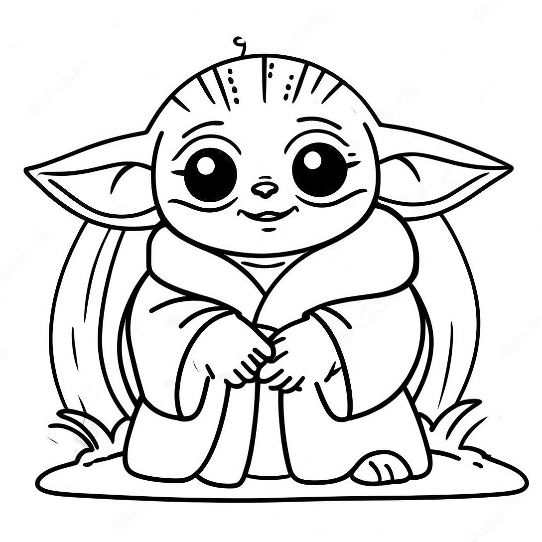 Baby Yoda Easter Bunny Coloring Page | Baby Yoda Easter coloring page