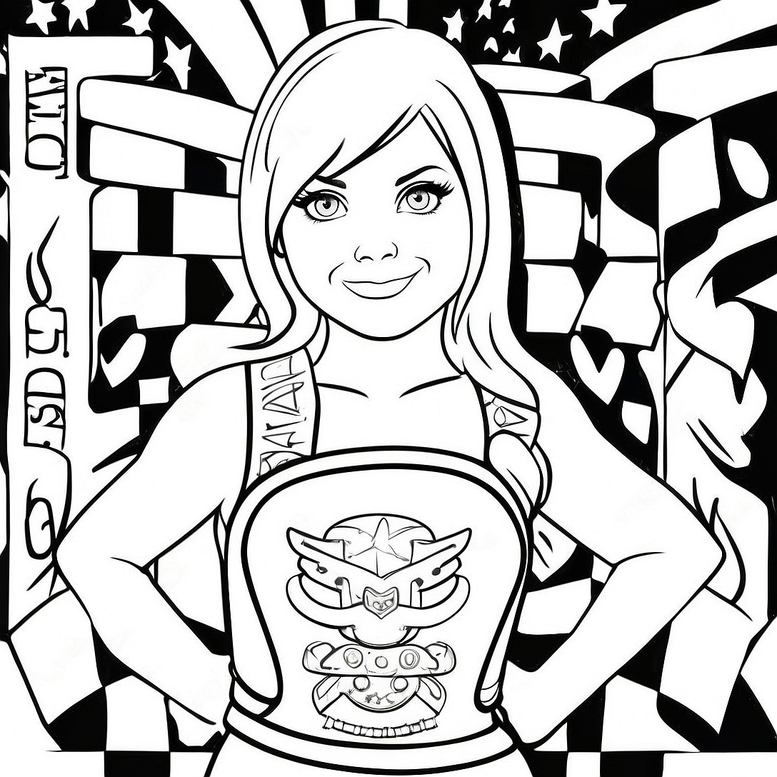 Cute Alexa Bliss with Championship Belt Coloring Page | Alexa Bliss coloring page