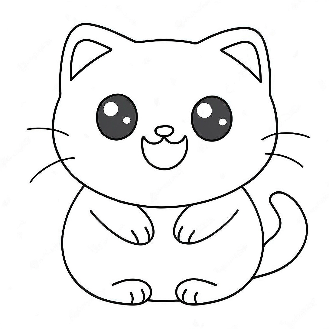 Kawaii Cute Cat Coloring Page | Kawaii Cute Cat coloring page