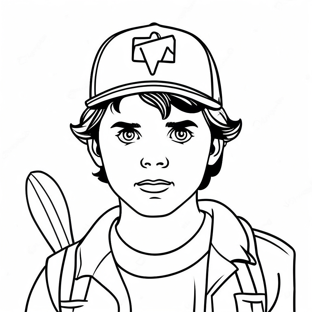 Stranger Things Steve with Bat Coloring Page | Stranger Things Steve coloring page