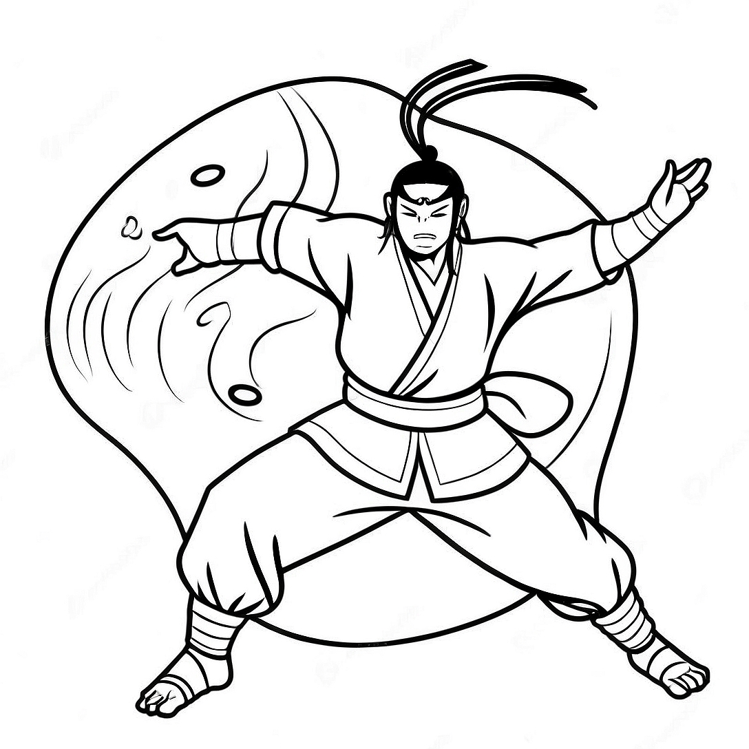 Neji in Dynamic Battle Pose Coloring Page | Neji coloring page