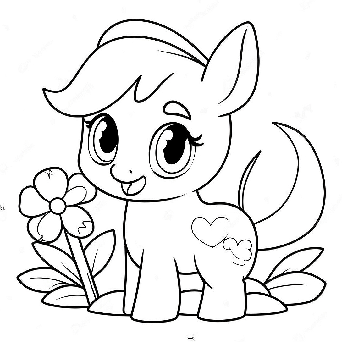 Cute Apple Bloom with Flowers Coloring Page | Apple Bloom coloring page