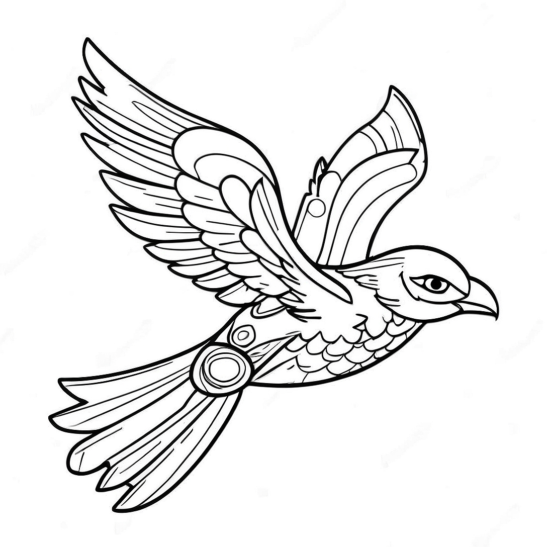 Majestic Thunderbird in Flight Coloring Page | Thunderbird coloring page