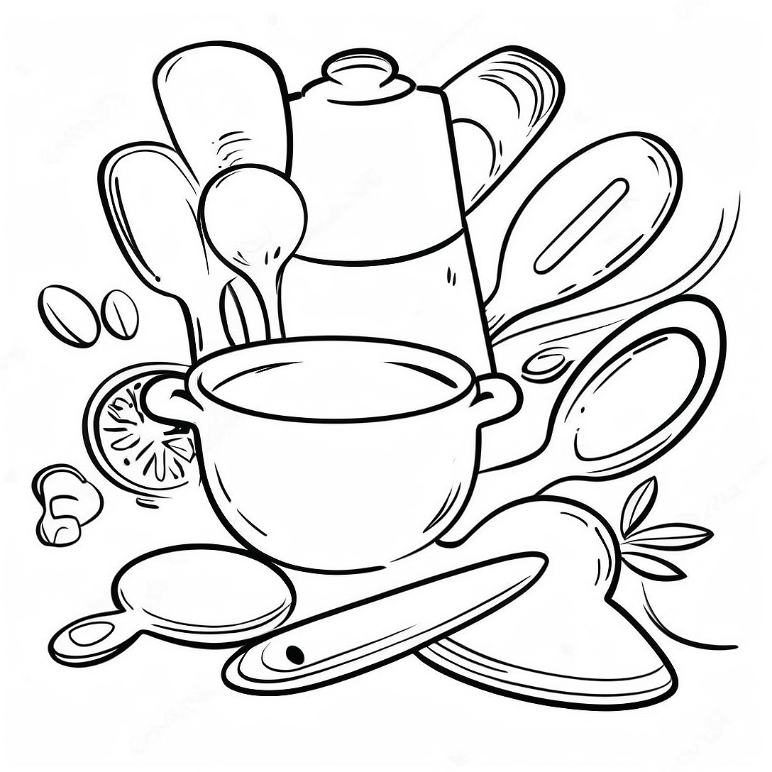 Cooking Utensils Coloring Page | Cooking Utensils coloring page
