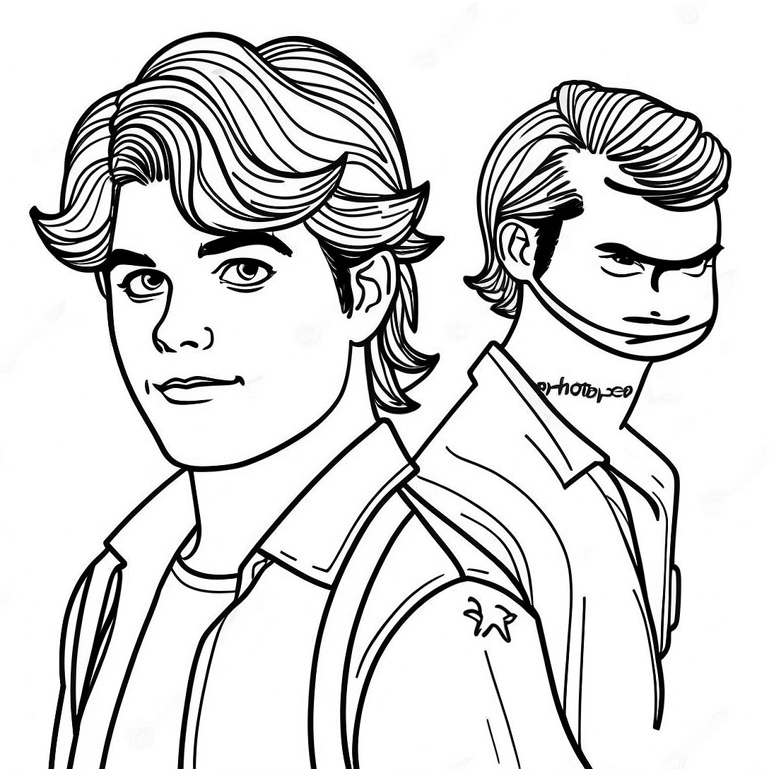 Cool Steve Harrington with Hair Coloring Page | Steve Harrington coloring page