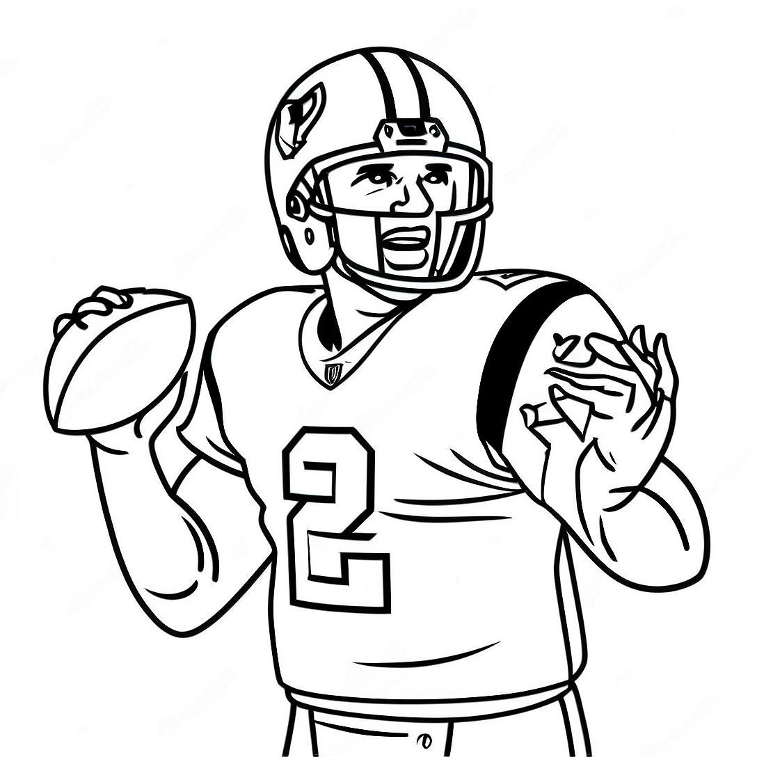 Tom Brady Throwing Football Coloring Page | Tom Brady coloring page