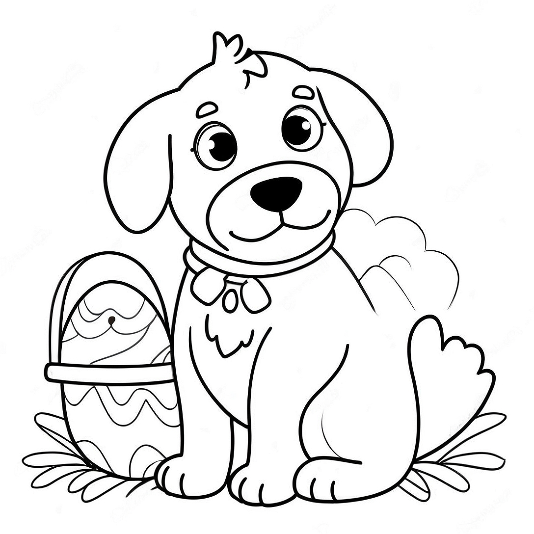 Easter Dog Coloring Page | Easter Dog coloring page