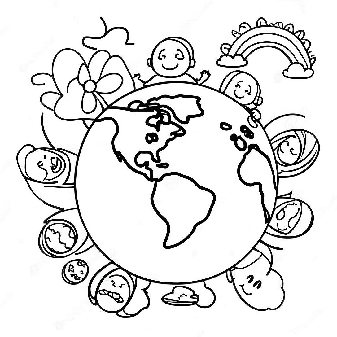 Happy Earth Day Kids Coloring Page | Kindergarten Earth Day coloring page