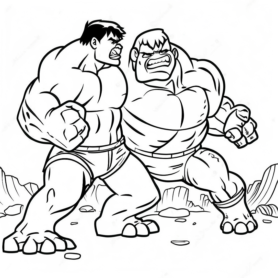 Hulk vs Abomination Epic Battle Coloring Page | Hulk vs Abomination coloring page