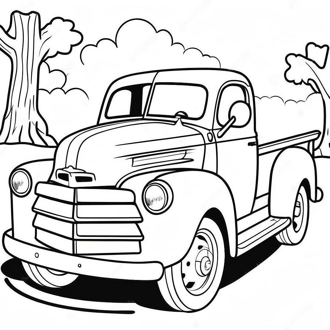 Classic Pickup Truck Coloring Page | Pickup Truck coloring page