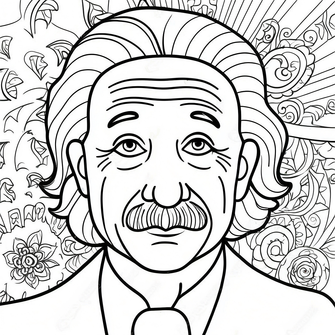 Albert Einstein Portrait Coloring Page | Albert Einstein coloring page