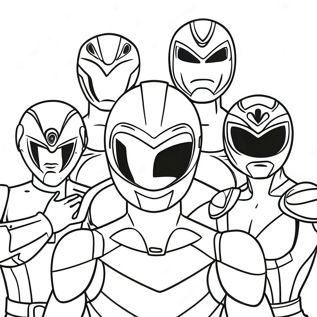 Power Rangers Megaforce Team Coloring Page | Power Rangers Megaforce coloring page