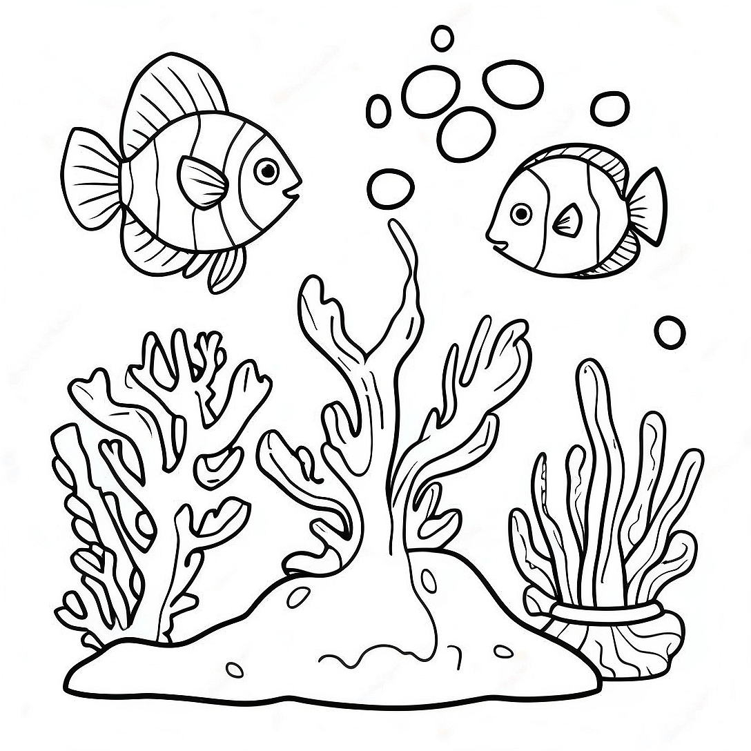 Colorful Coral Reef Coloring Page | The Deep coloring page