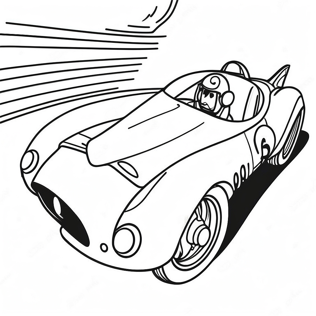 Speed Racer in Fast Car Coloring Page | Speed Racer coloring page