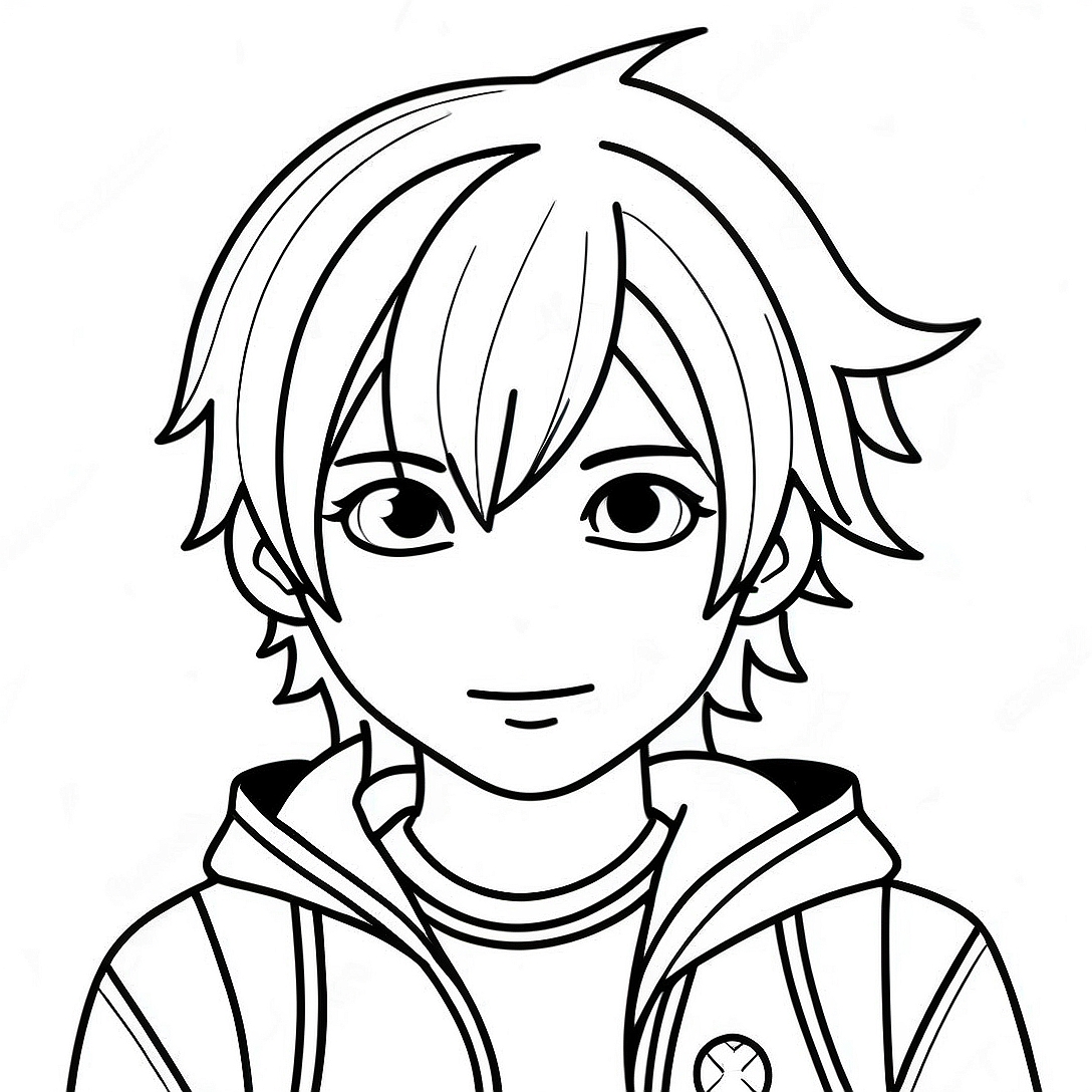 Boy Emo Anime Character Coloring Page | Boy Emo Anime coloring page
