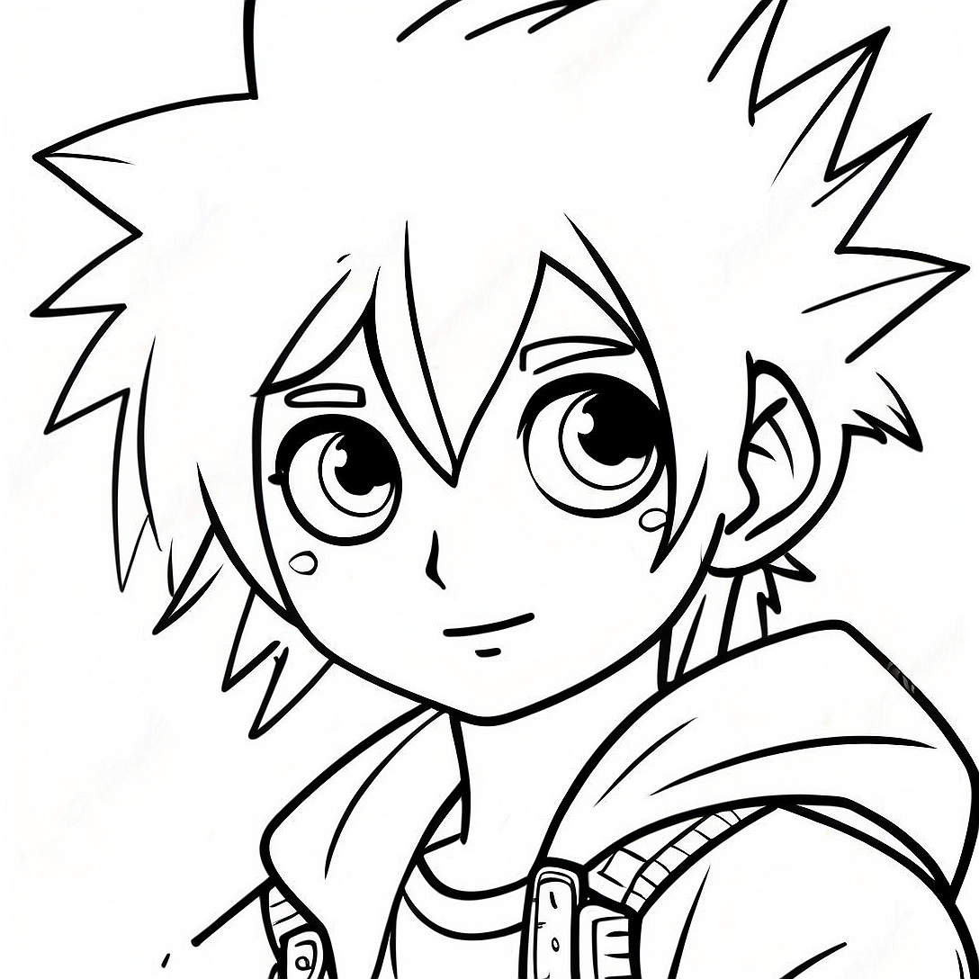Cool Emo Anime Boy with Spiky Hair Coloring Page | Boy Emo Anime coloring page