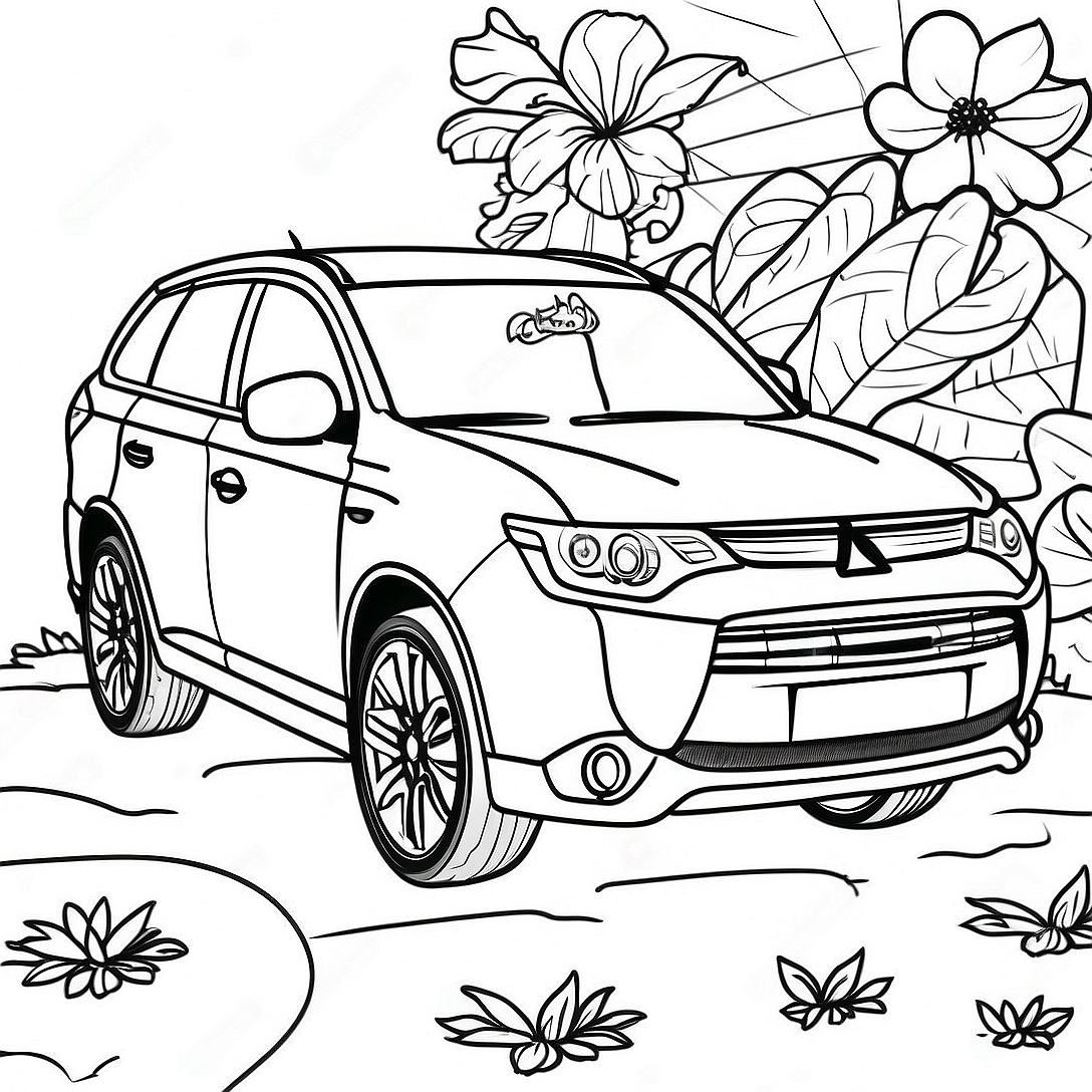 Mitsubishi Outlander SUV Coloring Page | Mitsubishi coloring page