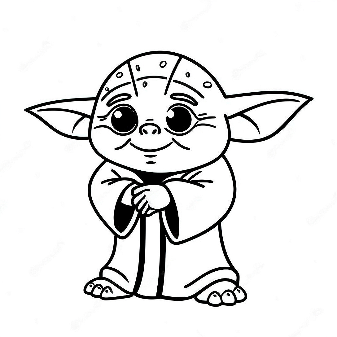 Cheerful Yoda Birthday Coloring Page | Happy Birthday Star Wars coloring page