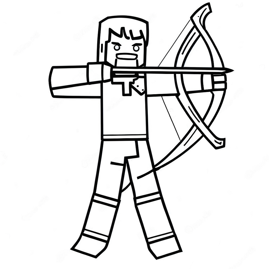 Minecraft Archer Character Coloring Page | Minecraft Bow and Arrow coloring page