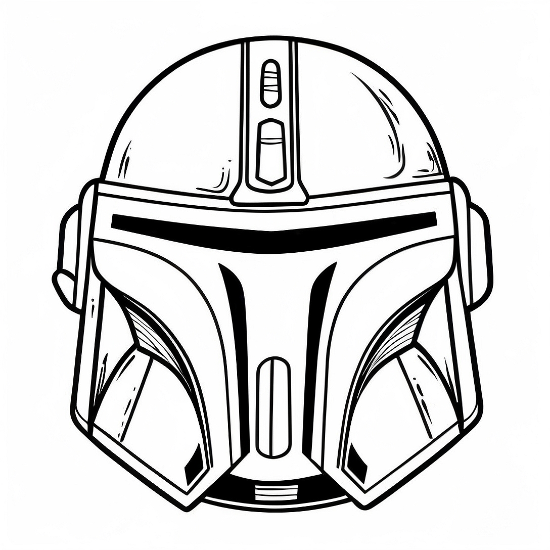 Detailed Mandalorian Helmet Coloring Page | Mandalorian Helmet coloring page