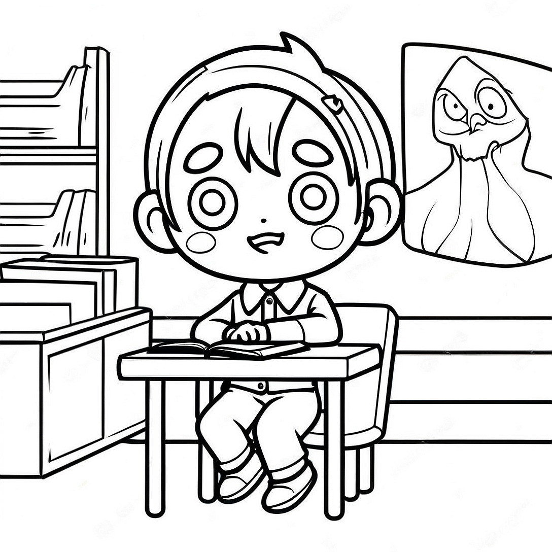 Hanako Kun in Creepy Classroom Coloring Page | Toilet Bound Hanako Kun coloring page