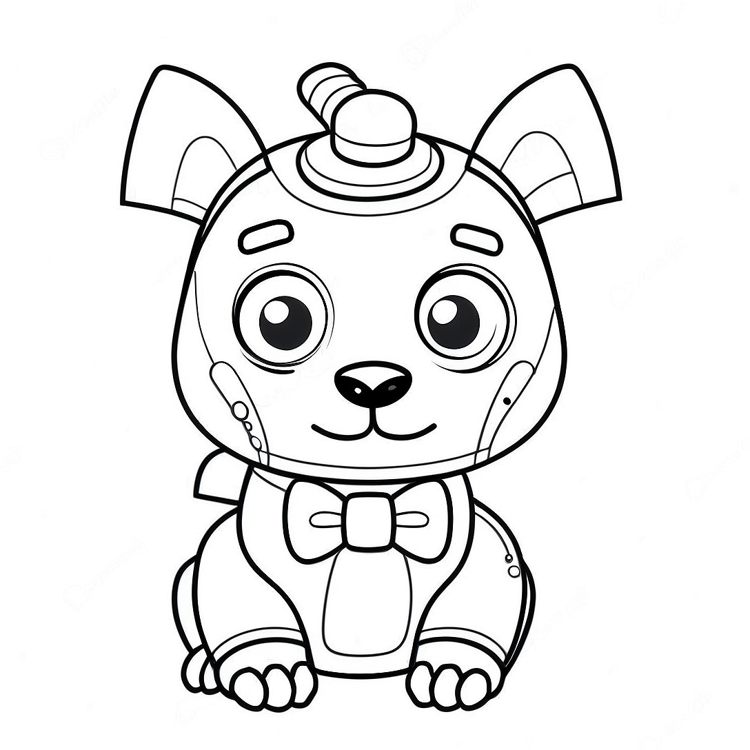 Cute Robot Dog with Bowtie Coloring Page | Robot Dog coloring page