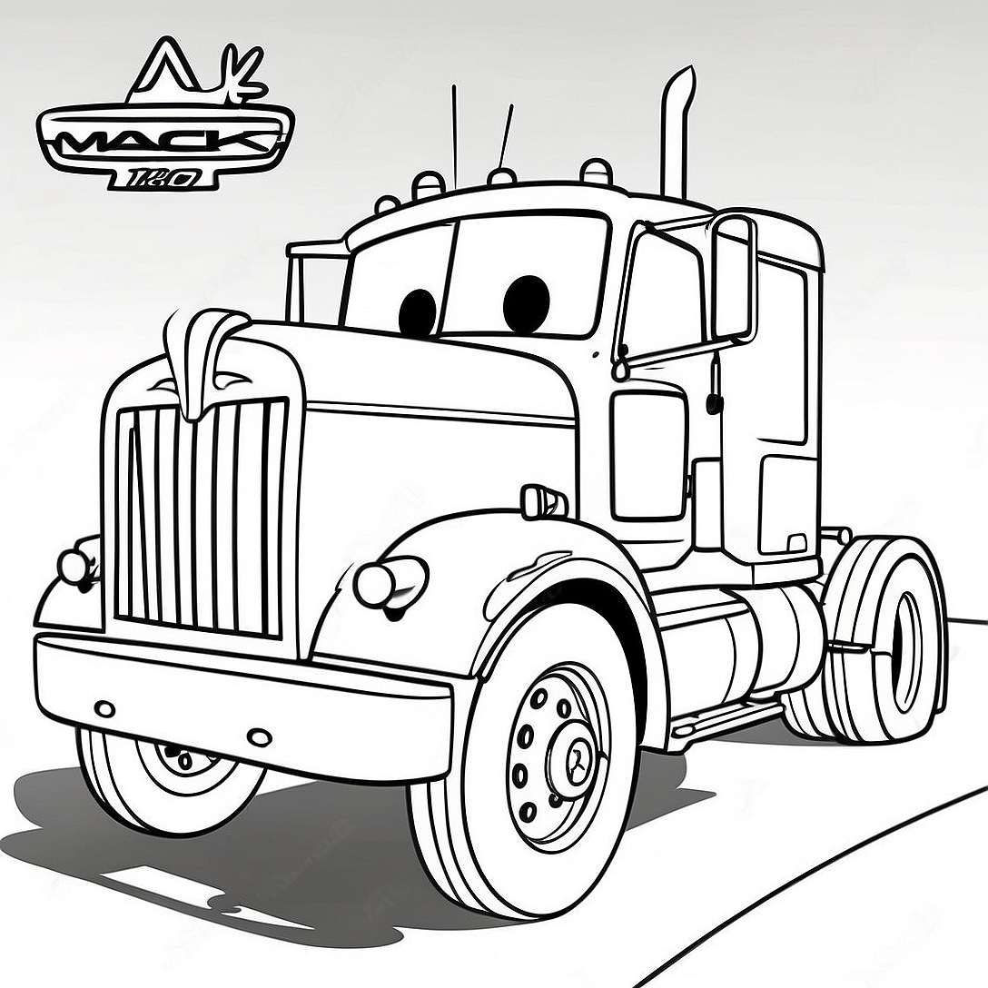 Colorful Mack Truck Coloring Page | Mack Cars coloring page