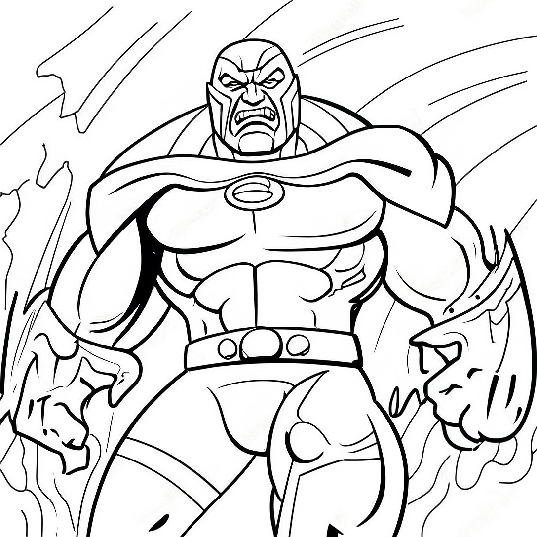 Menacing Darkseid in Battle Coloring Page | Darkseid coloring page