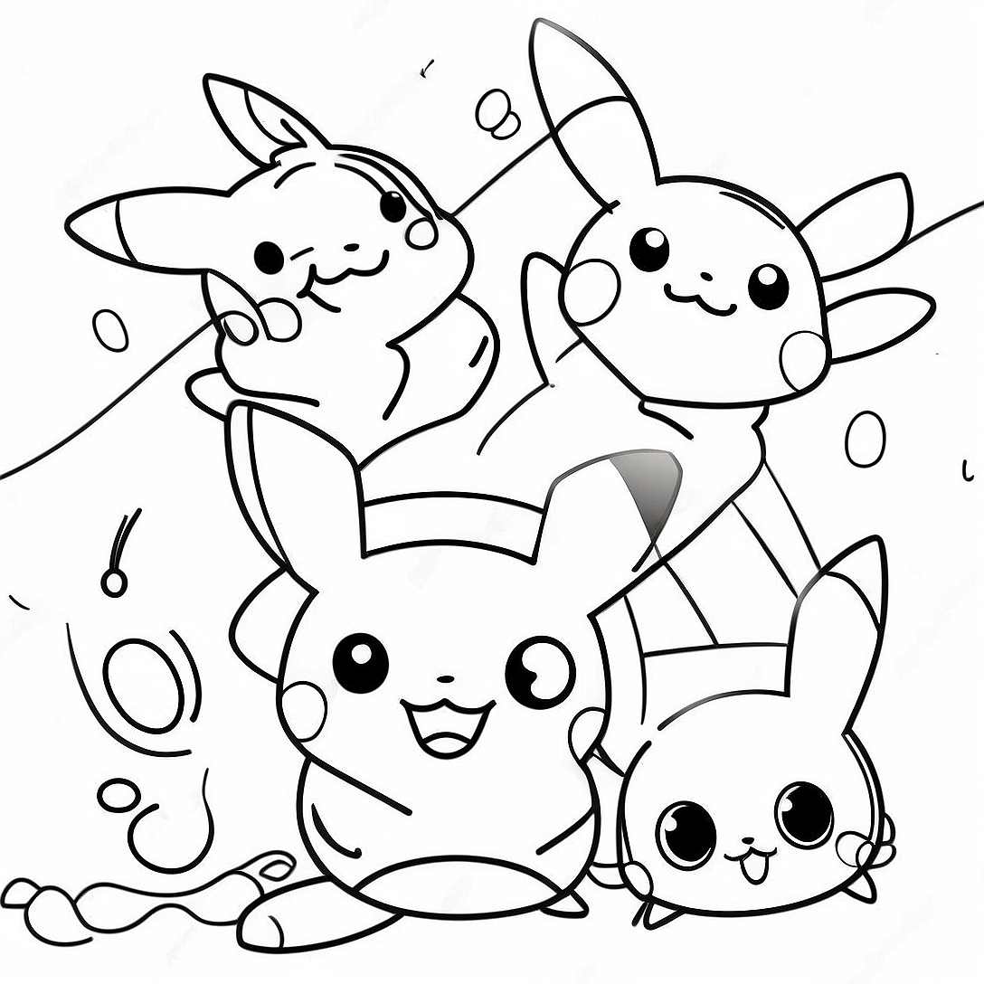 Charming Pikachu Evolution Coloring Page | Pokemon Evolution coloring page