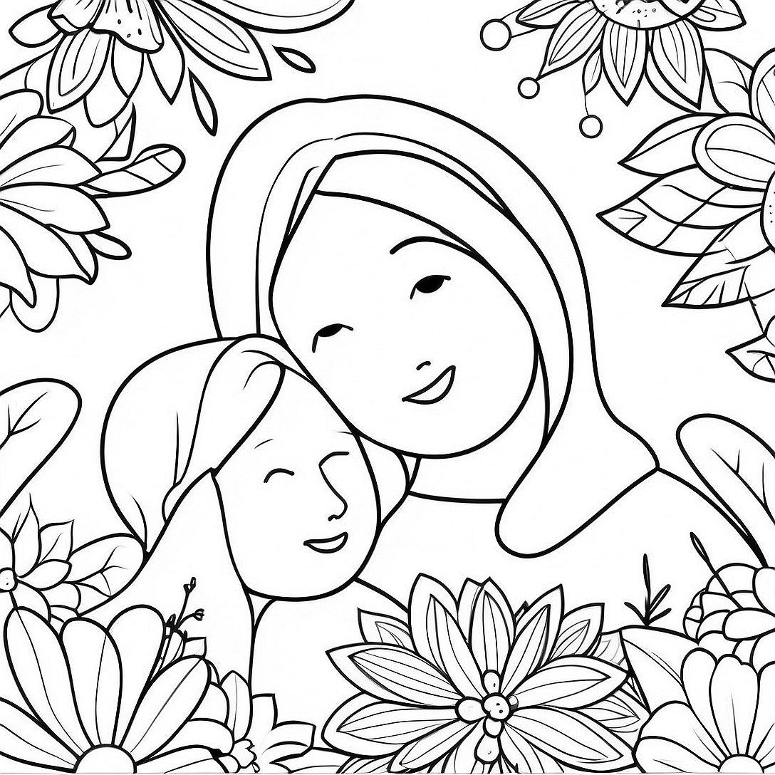 Heartfelt Christian Mothers Day Coloring Page | Christian Mothers Day coloring page