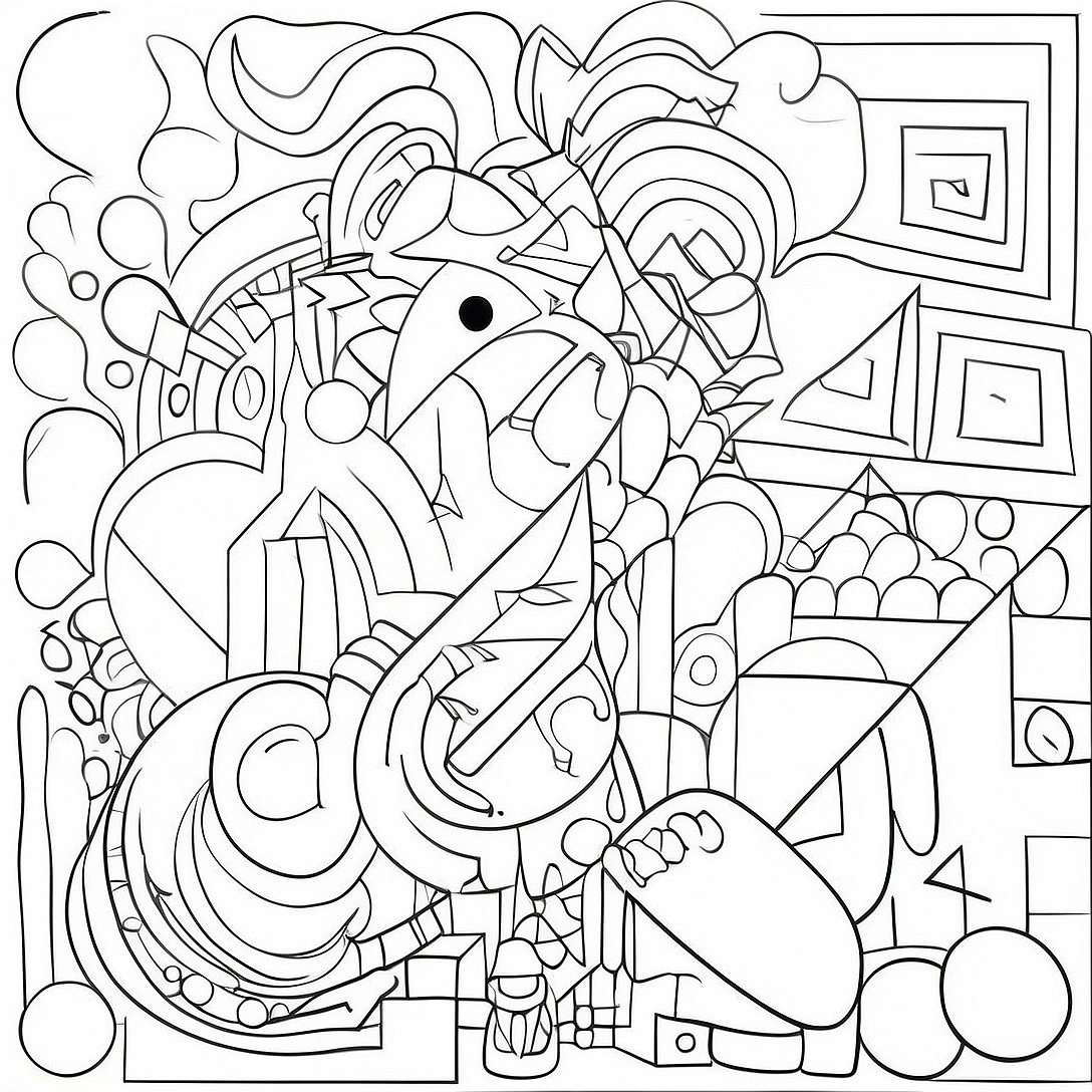 Abstract Cubism Shapes Coloring Page | Cubism coloring page