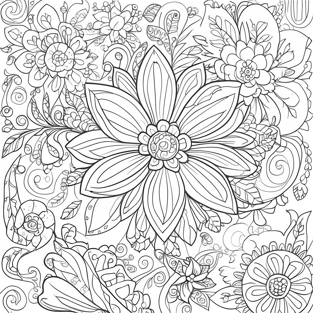 Detailed Floral Patterns Coloring Page | Intricate coloring page