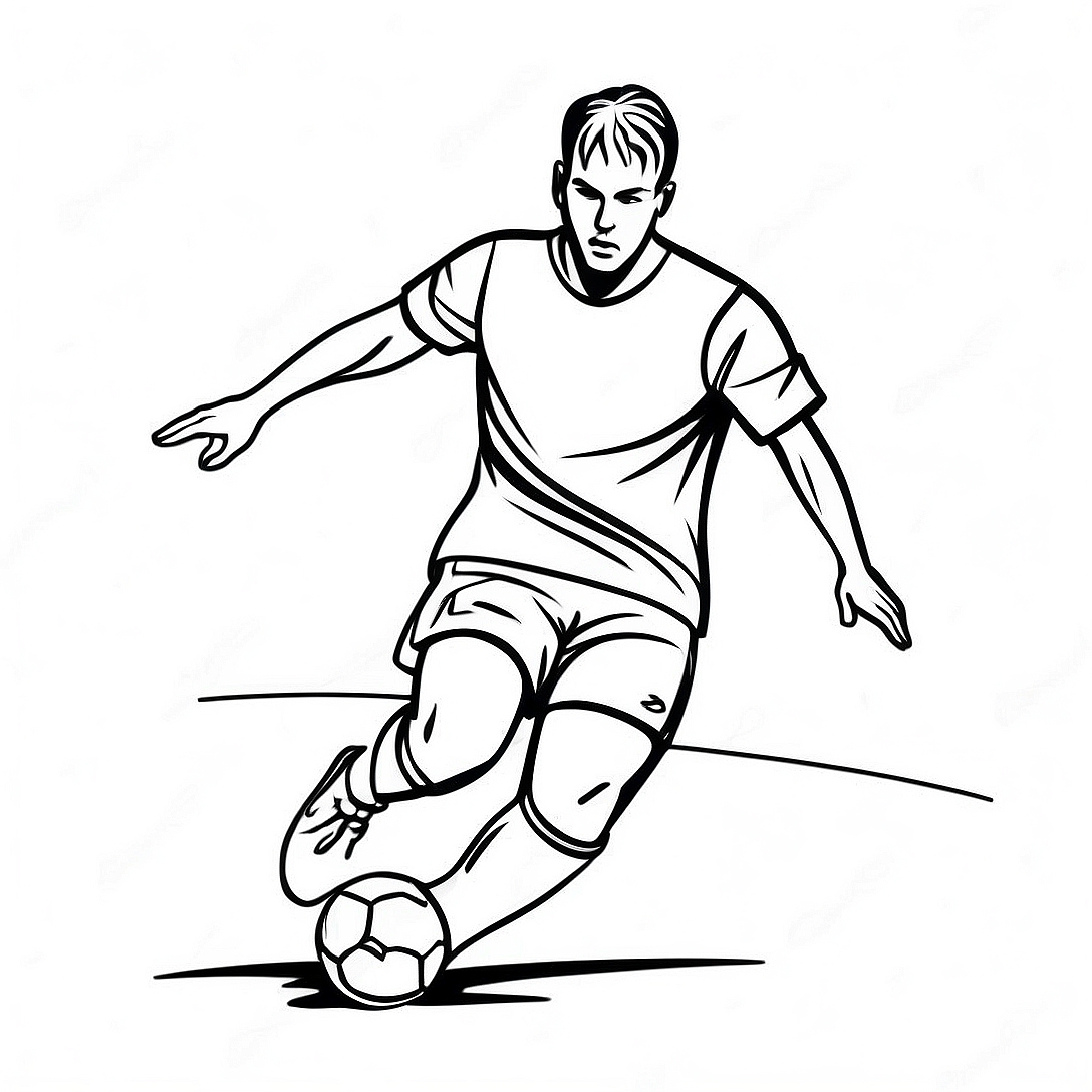Exciting Football Player Dribbling Coloring Page | Football coloring page