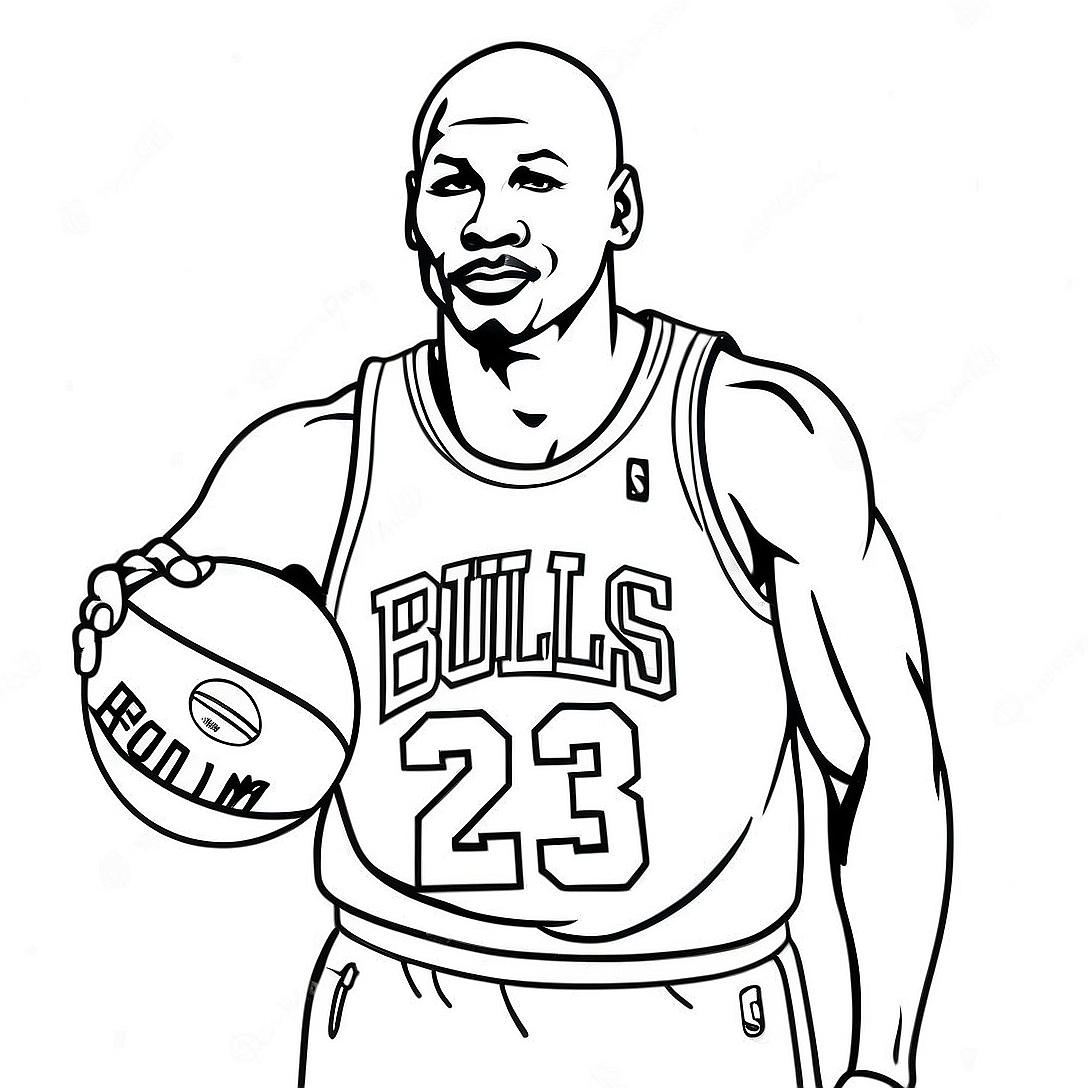 Michael Jordan in a Classic Bulls Jersey Coloring Page | Michael Jordan coloring page
