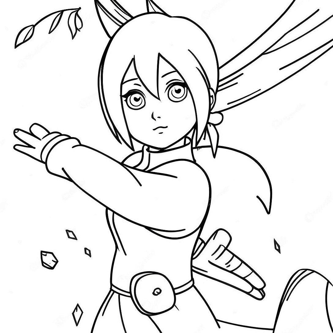 Sakura Haruno in Action Coloring Page | Naruto coloring page