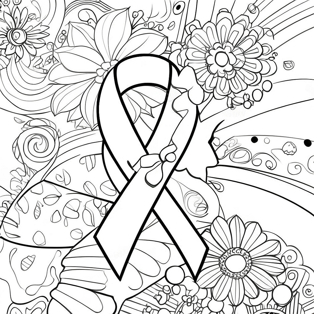 Breast Cancer Awareness Ribbon Coloring Page | Breast Cancer Awareness coloring page