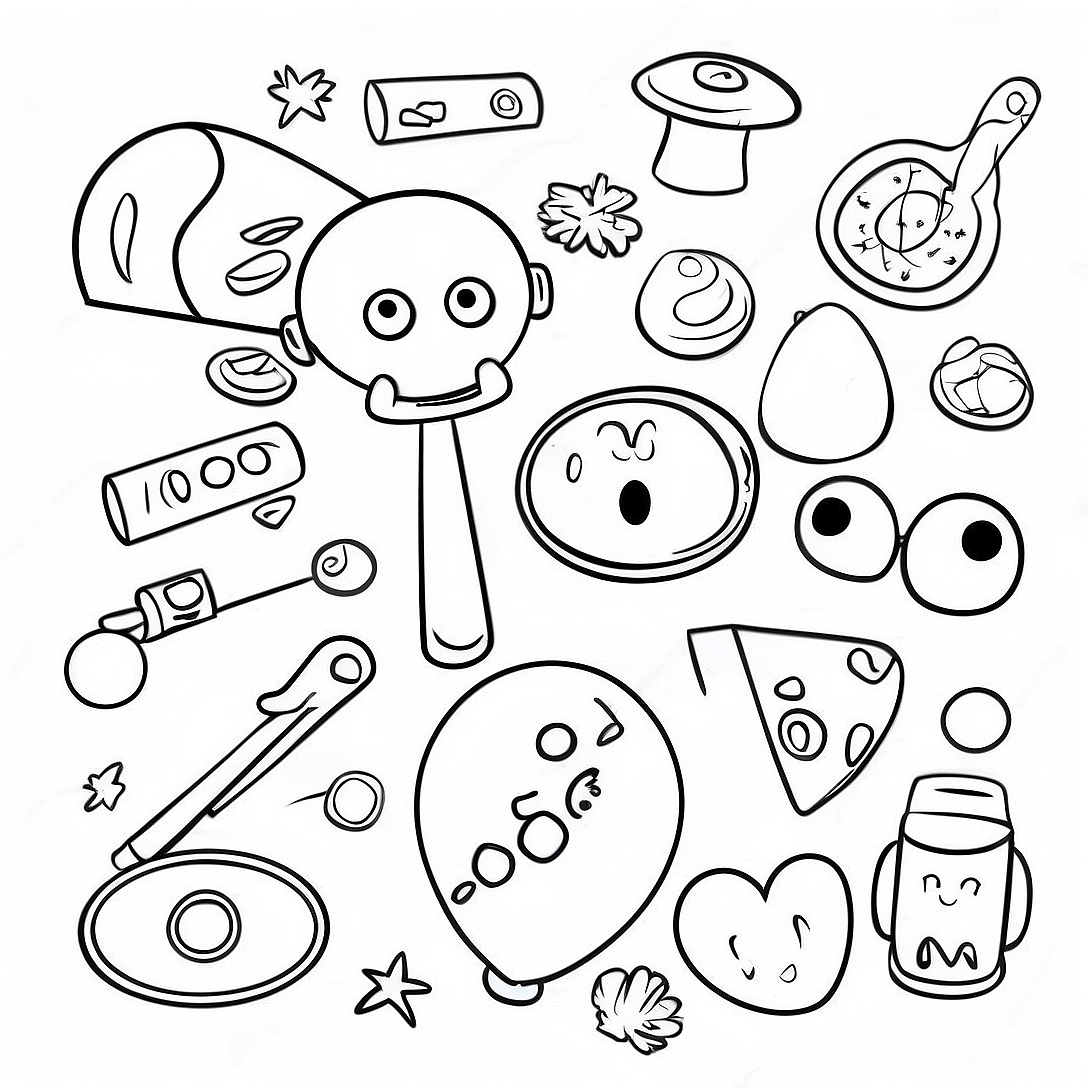 I Spy Fun Objects Coloring Page | I Spy coloring page