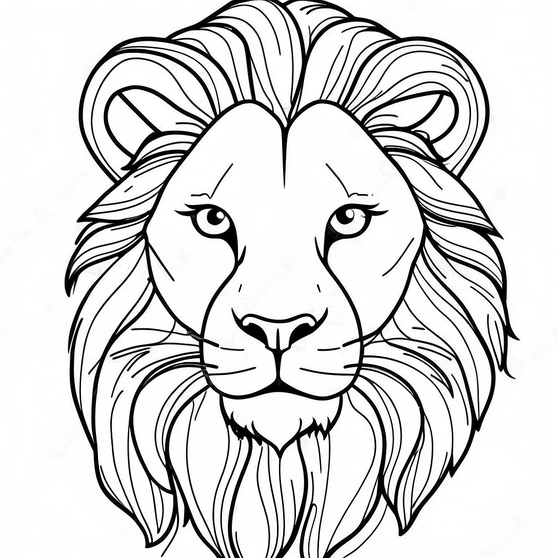 Realistic Lion Portrait Coloring Page | Realistic Lion coloring page