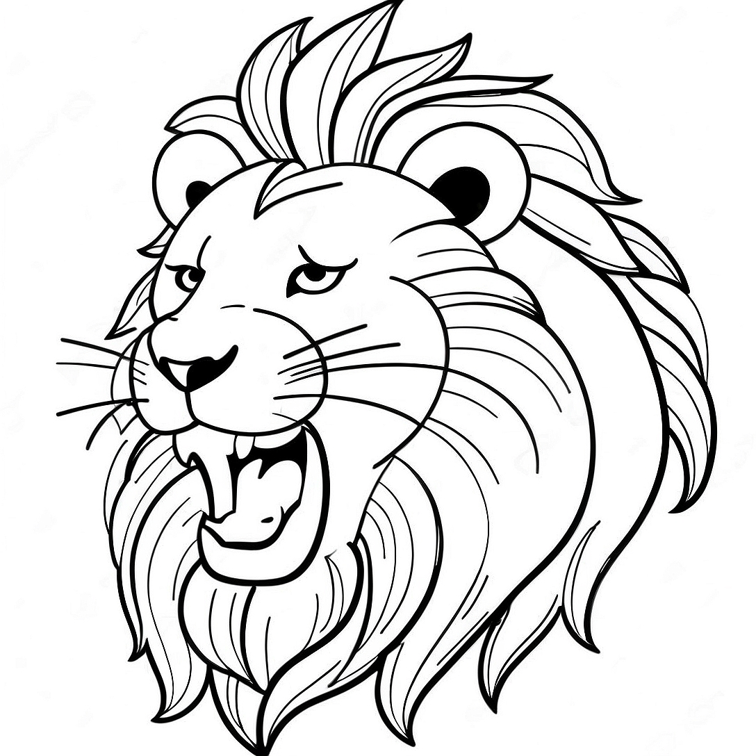 Majestic Lion Roaring Coloring Page | Realistic Lion coloring page