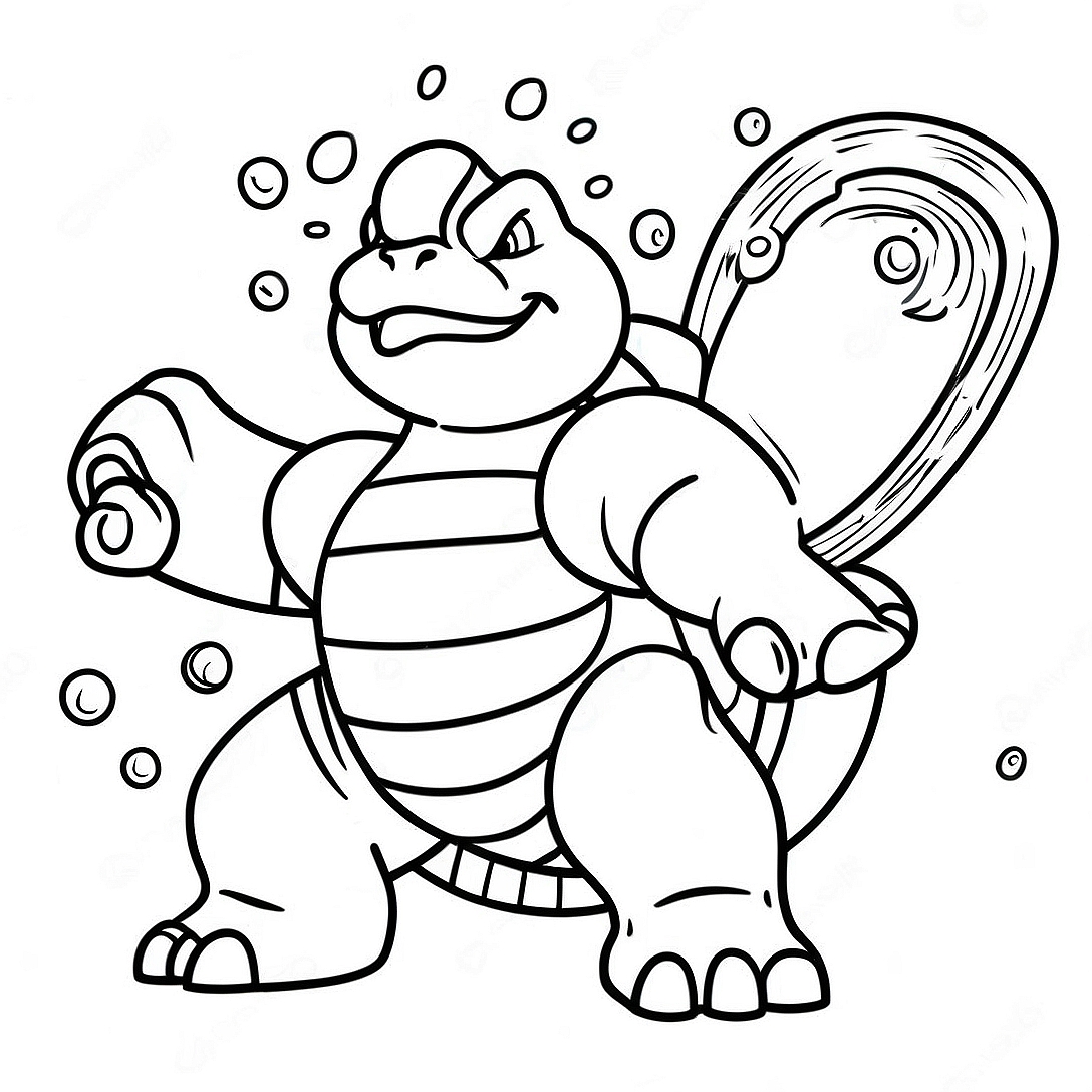 Blastoise with Water Cannons Coloring Page | Blastoise coloring page