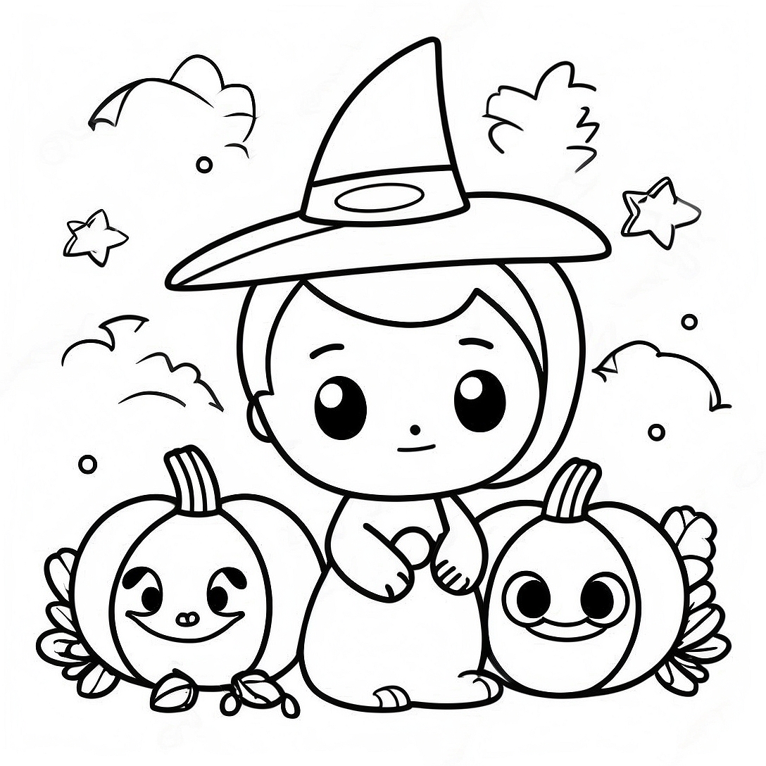 Halloween Kawaii Coloring Page | Halloween Kawaii coloring page