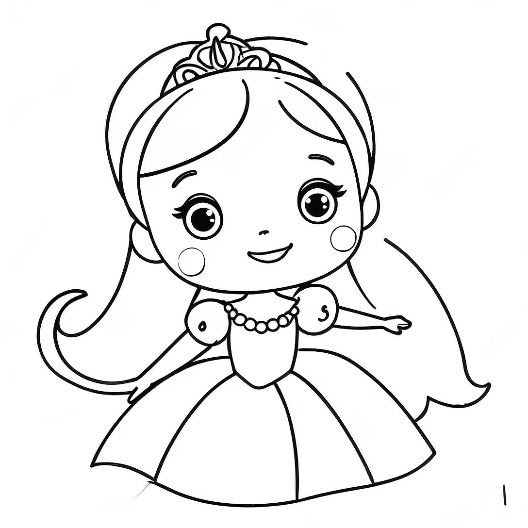 Cute Princess Coloring Page | Cute for Girls coloring page