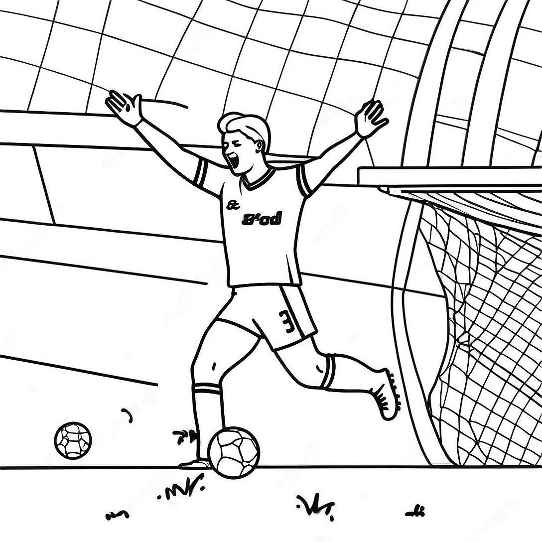 Haaland Scoring a Goal Coloring Page | Haaland coloring page