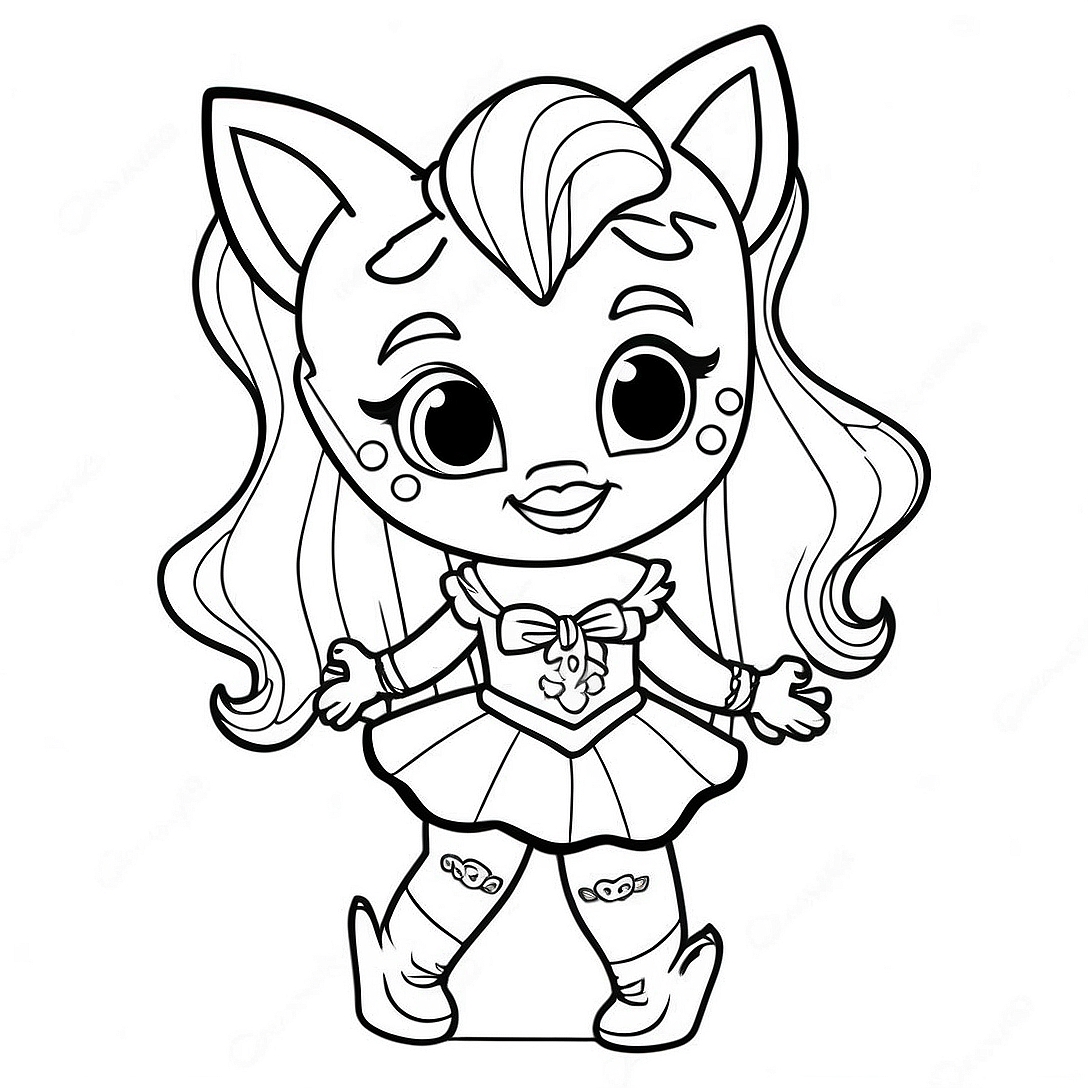 Clawdeen Wolf in Spooky Outfit Coloring Page | Clawdeen Wolf Monster High coloring page