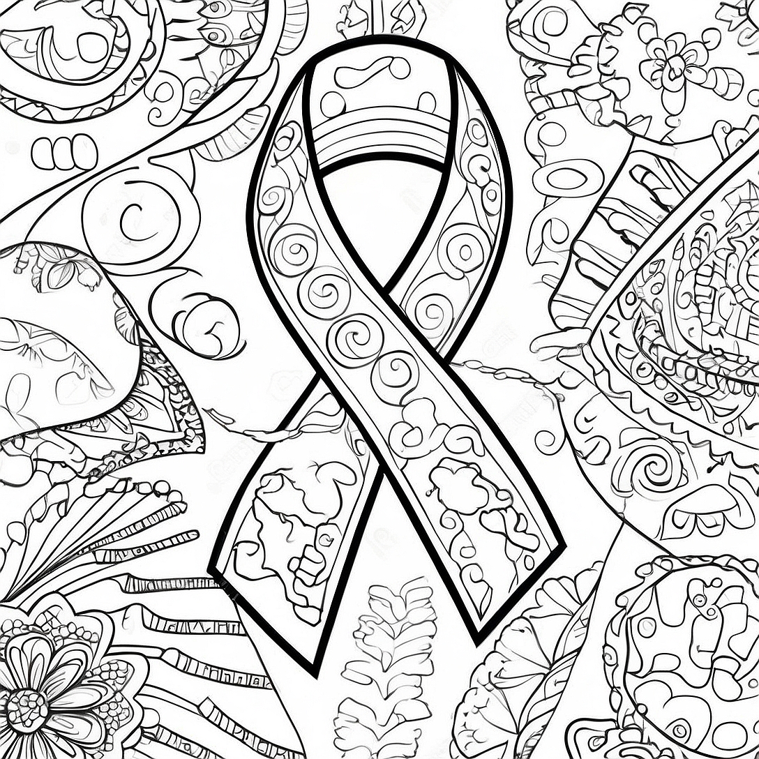 Colorful Autism Awareness Ribbon Coloring Page | Autism Awareness coloring page