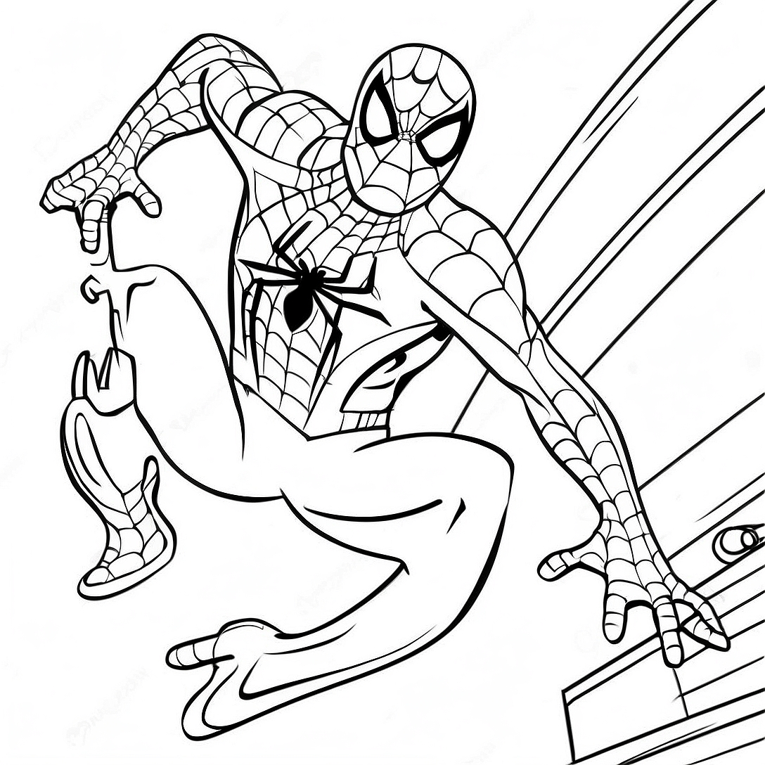 Spider Man Coloring Page | Spider Man and Hello Kitty coloring page