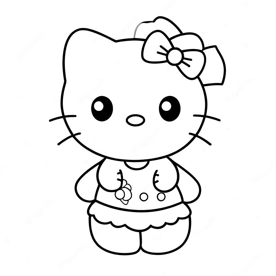Hello Kitty with a Colorful Bow Coloring Page | Spider Man and Hello Kitty coloring page