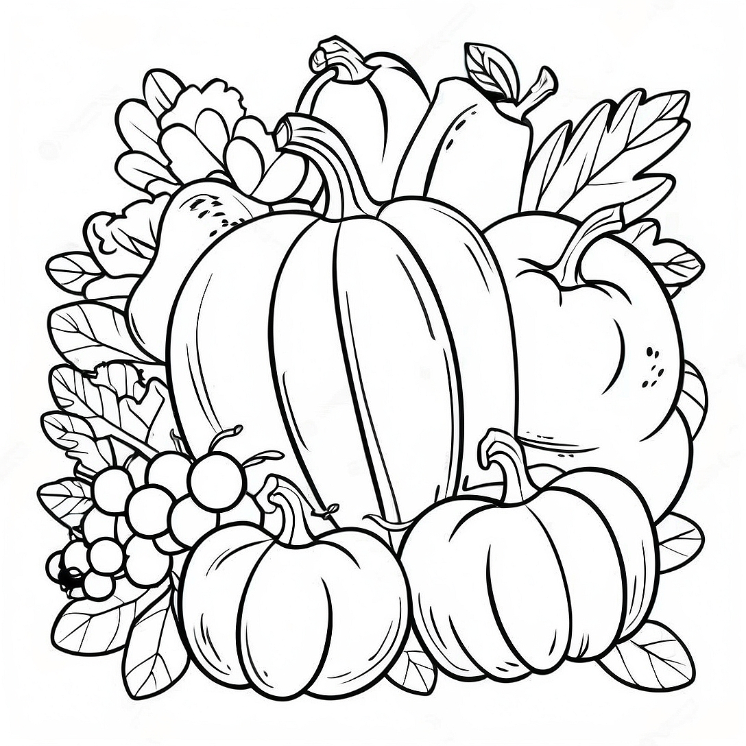 Cornucopia Harvest Coloring Page | Cornucopia coloring page