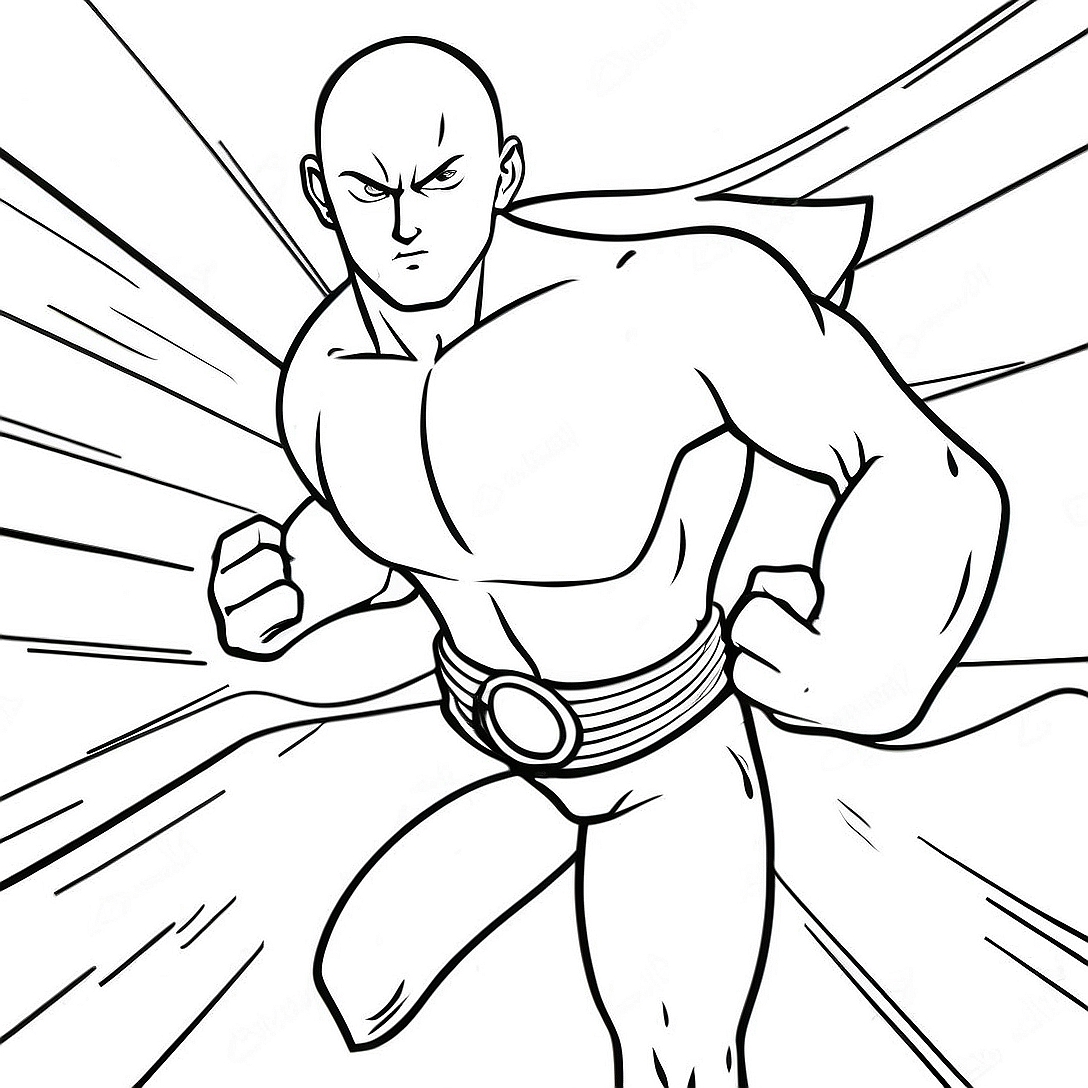 Saitama in Action Coloring Page | One Punch Man coloring page
