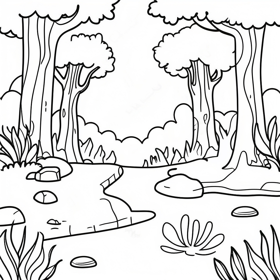 Colorful Forest Ecosystem Coloring Page | Ecosystem coloring page
